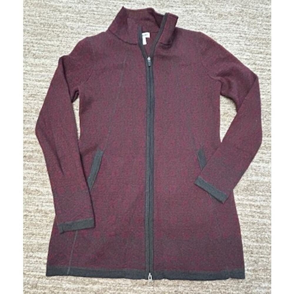 Artisan NY Womens Long Full Double Zipper Long Purple Gray Cardigan Size  XS
